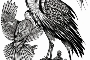 Great Blue Heron and red tail hawk. tattoo idea