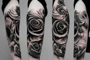 dark fantasy black rose tattoo idea
