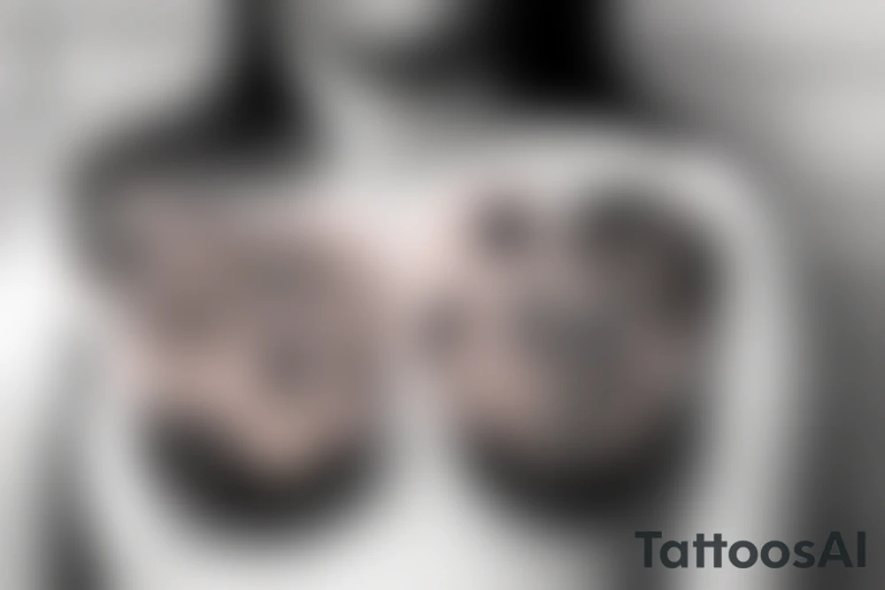 A womens chest tattoo with a starry night with a mermaid in the ocean getting lit by the nightlight tattoo idea