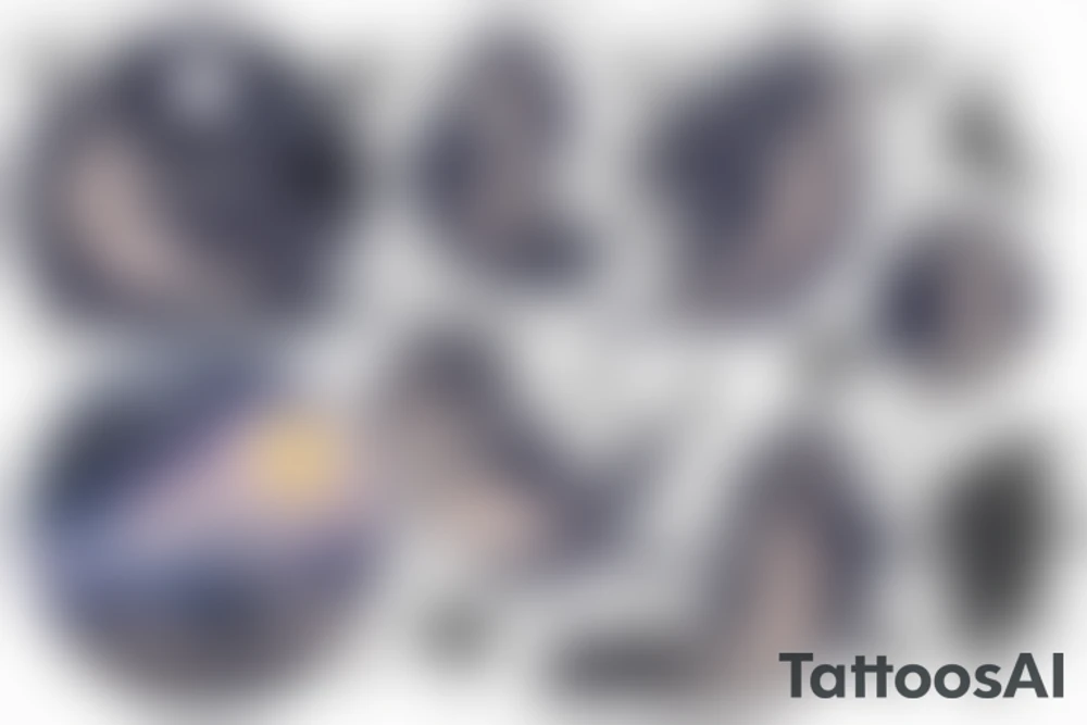 A womens chest tattoo with a starry night with a mermaid in the ocean getting lit by the nightlight tattoo idea