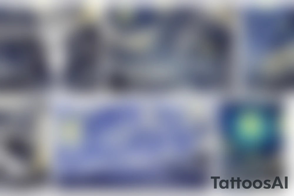 A chest tattoo with a starry night with a mermaid in the ocean getting lit by the nightlight tattoo idea