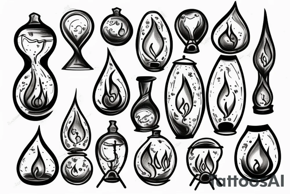 Hourglass with fire tattoo idea