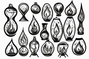 Hourglass with fire tattoo idea