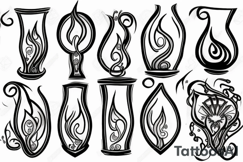 Hourglass with fire tattoo idea