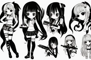 Anime girl with gun tattoo idea
