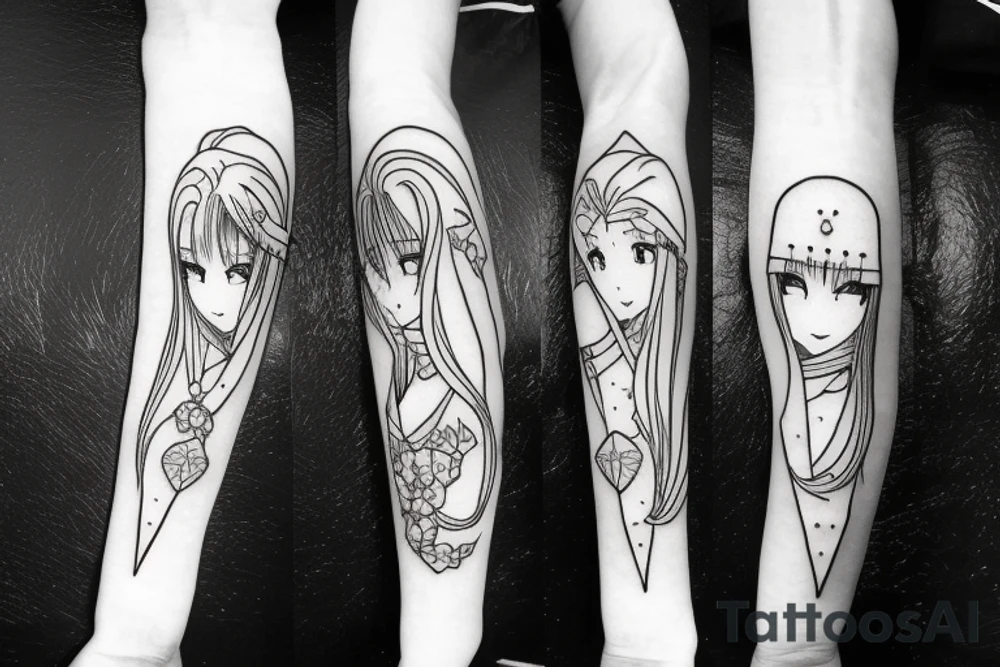 Anime girl with blade tattoo idea