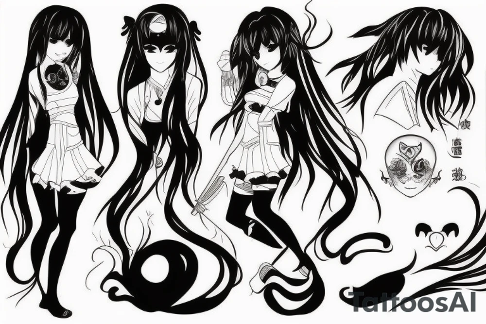 Anime girl with blade tattoo idea