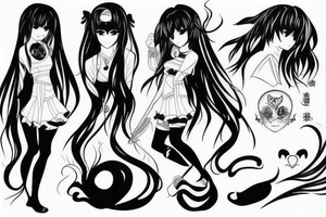 Anime girl with blade tattoo idea