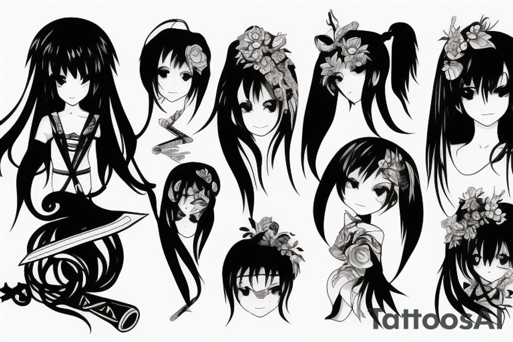 Anime girl with blade tattoo idea
