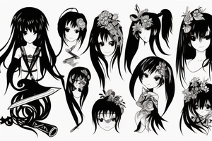 Anime girl with blade tattoo idea