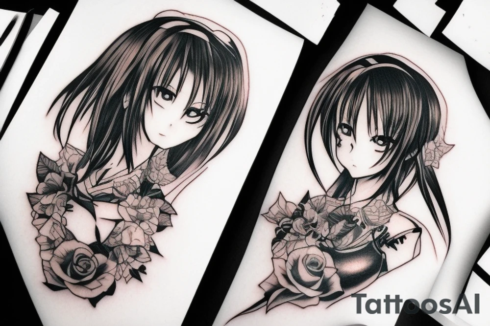 Anime girl with blade tattoo idea