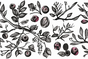 dried branch with berries tattoo idea
