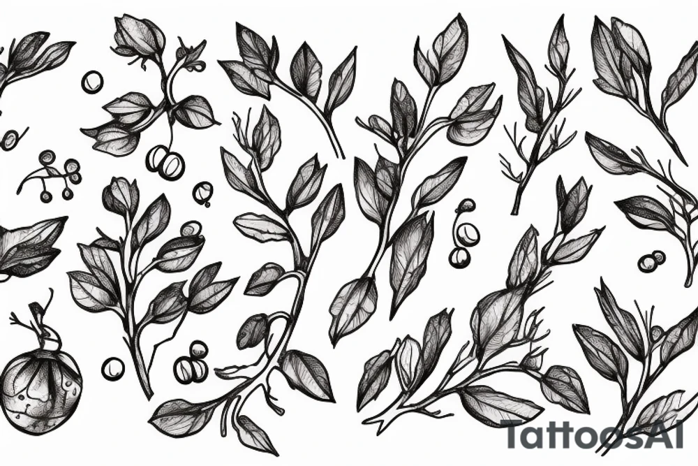 dried branch with berries tattoo idea