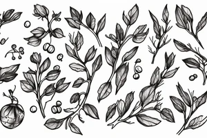 dried branch with berries tattoo idea