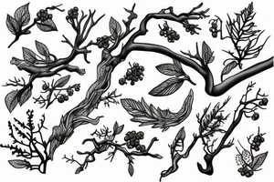dried branch with berries tattoo idea