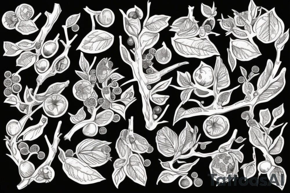 dried branch with berries tattoo idea