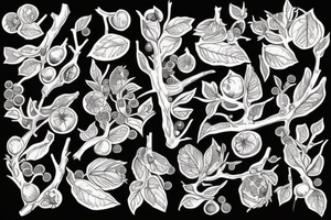 dried branch with berries tattoo idea