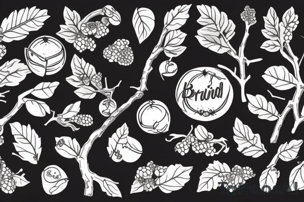 dried branch with berries tattoo idea