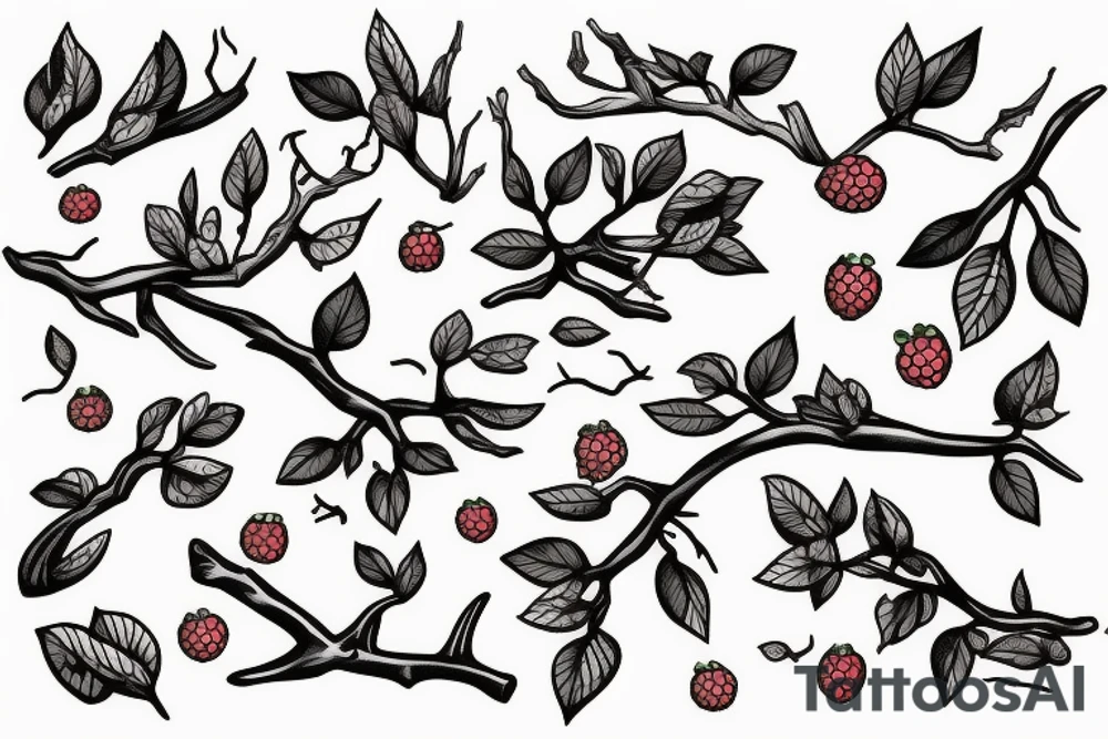 dried branch with berries tattoo idea