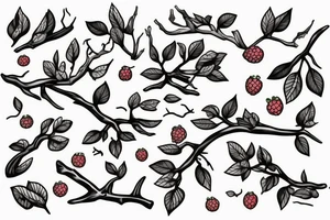 dried branch with berries tattoo idea