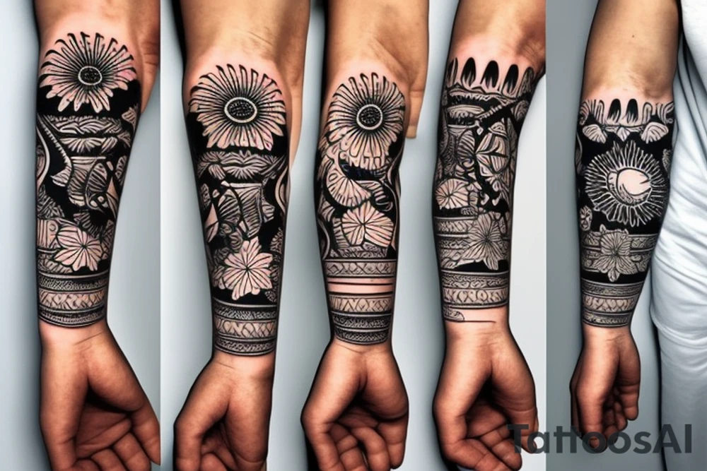 Sunrise in Mexican style on the wrist tattoo idea