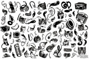 cat path and music tattoo idea