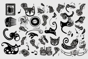 cat path and music tattoo idea
