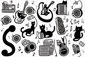 cat music girl tattoo idea