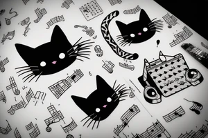 cat music girl tattoo idea