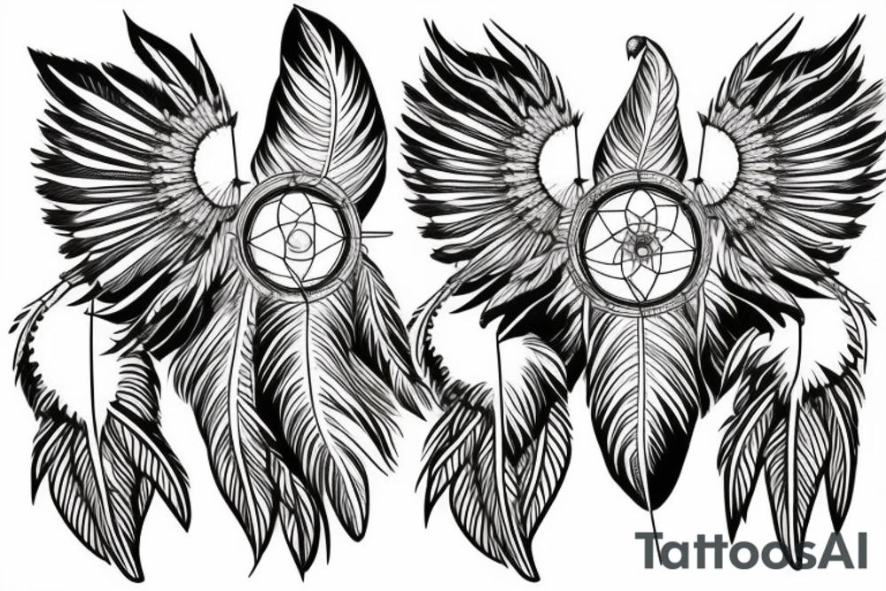Dreamcatcher feather eagle tattoo idea