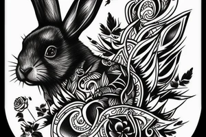 Black rabbit on anarchy simbol tattoo idea