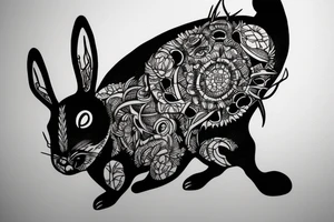Black rabbit on anarchy simbol tattoo idea