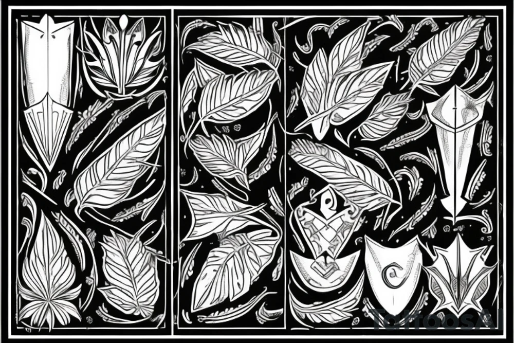 Trident and Laurel leaves tattoo idea