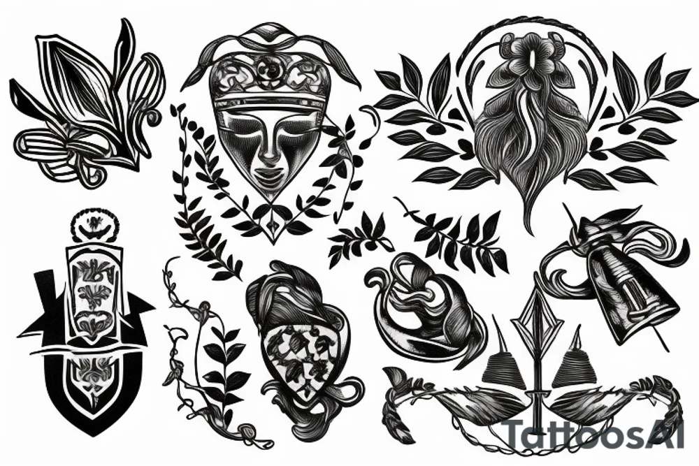 Trident and Laurel wreath tattoo idea