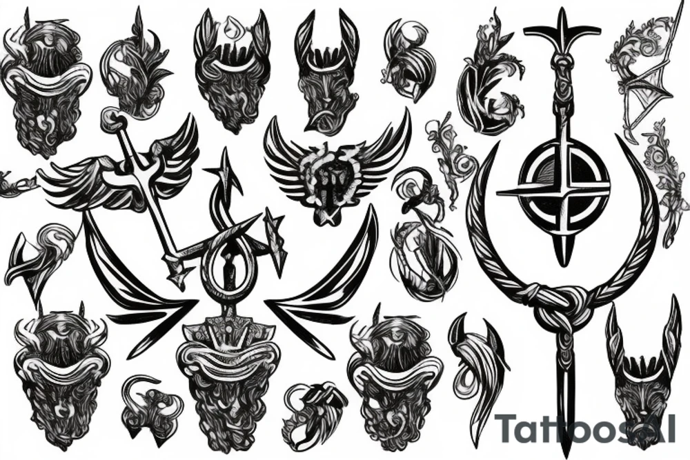 Poseidon Trident and Laurel wreath tattoo idea Poseidon Trident and Laurel wreath tattoo idea