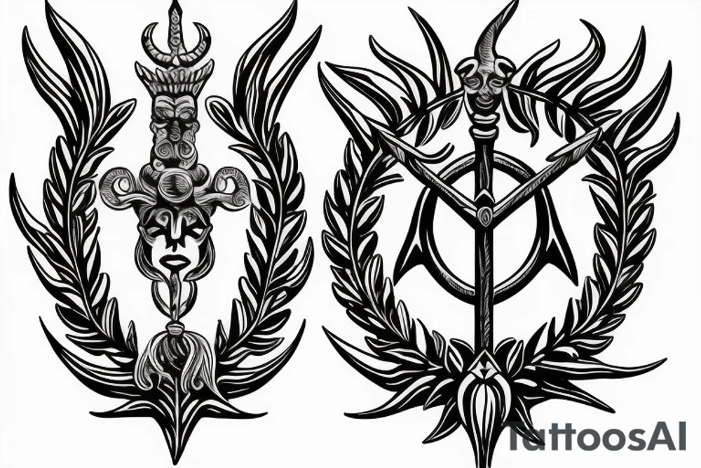 Poseidon Trident and Laurel wreath tattoo idea Poseidon Trident and Laurel wreath tattoo idea