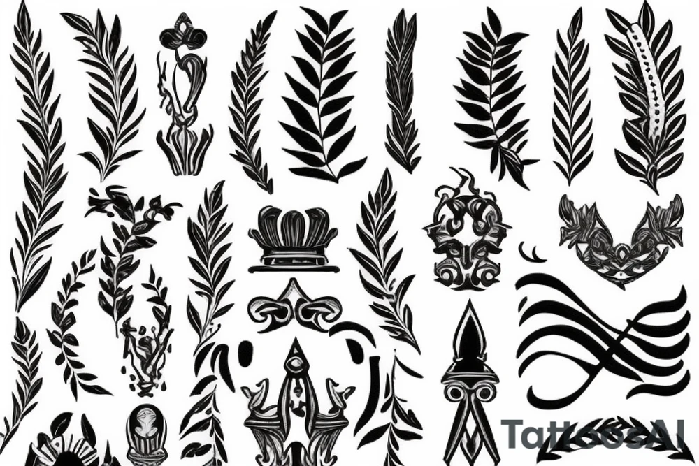 Trident with Laurel wreath tattoo idea