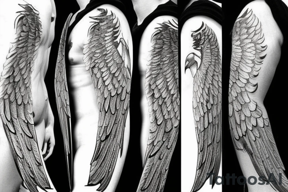 flaming angel holding sword aiming down tattoo idea