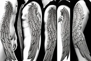 flaming angel holding sword aiming down tattoo idea