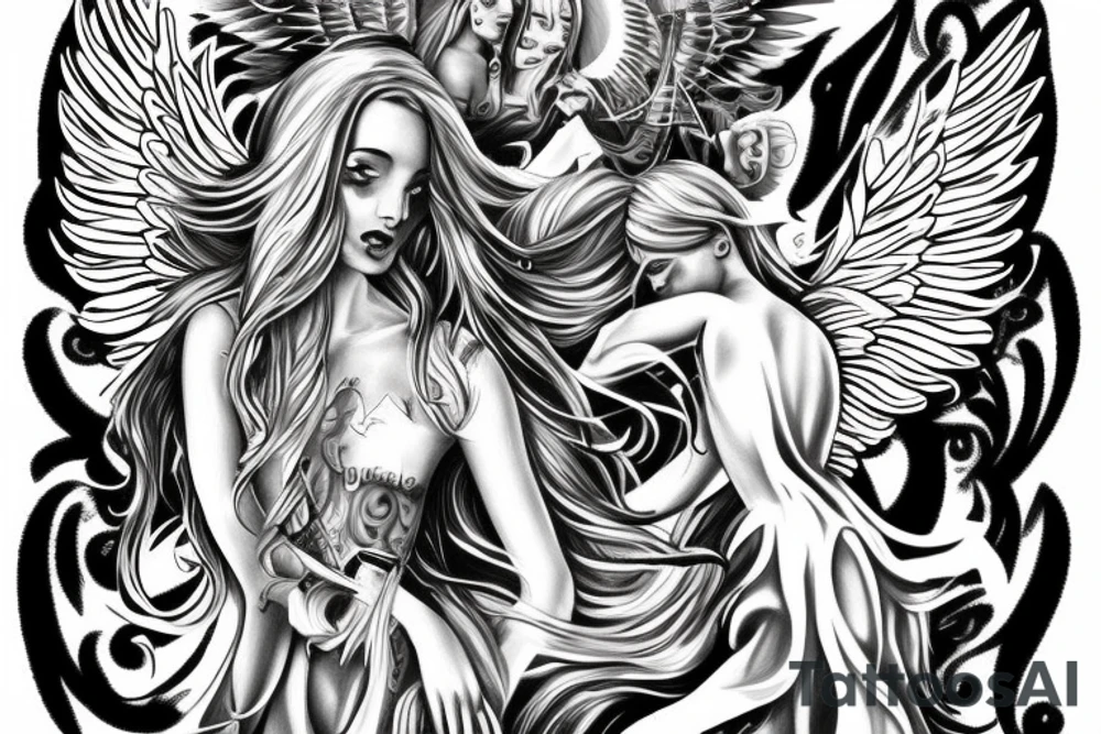 angel with wings tattoo idea