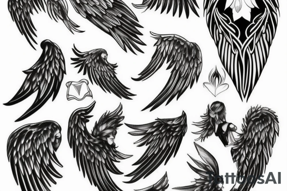 angel with wings tattoo idea