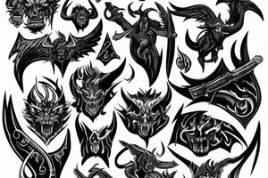 Satan killing flaming sword tattoo idea