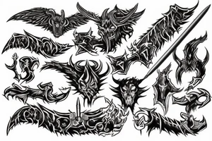Satan killing flaming sword tattoo idea