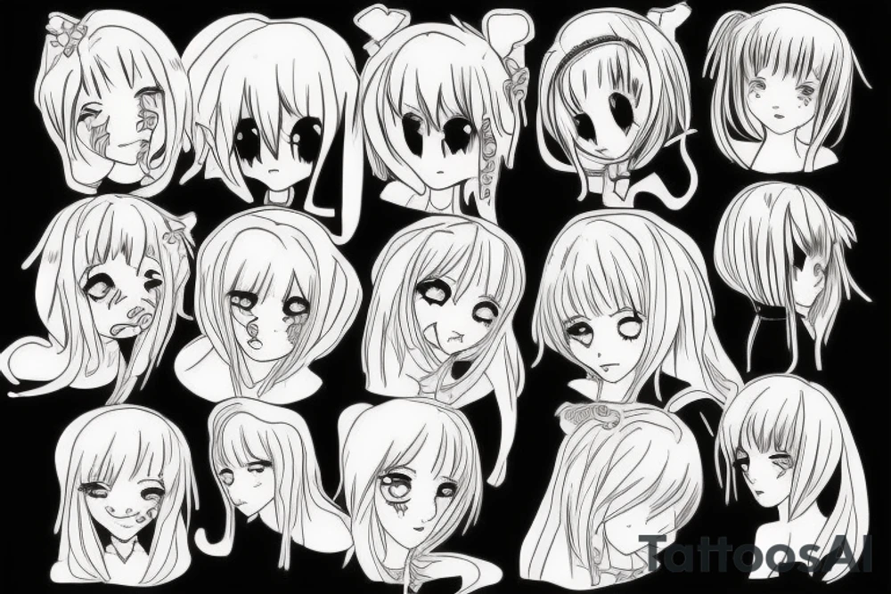 Anime girl stew up scar tattoo idea