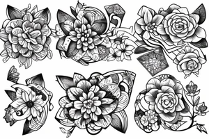 sakura flowers drawn in a futuristic style tattoo idea
