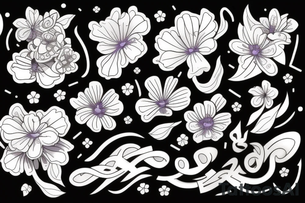sakura flowers drawn in a futuristic style tattoo idea
