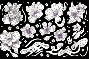 sakura flowers drawn in a futuristic style tattoo idea