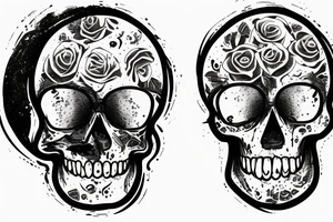 glass bottle pouring liquid through a hole in the skull tattoo idea