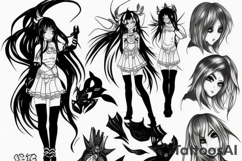 anime girl with dota hero tattoo idea