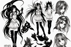 anime girl with dota hero tattoo idea